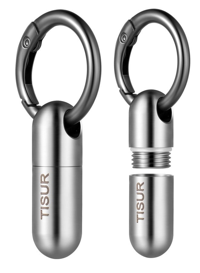 TISUR Micro Keychain Pill Holder, Titanium Pill Case Waterproof Pill Fob for Emergency Aspirin & Nitroglycerin for Travel Purse Pocket - Image 1